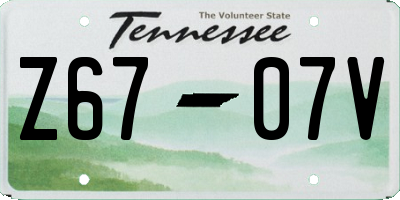 TN license plate Z6707V