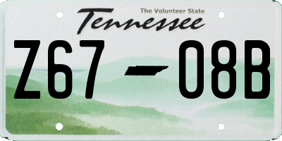 TN license plate Z6708B