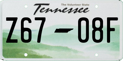 TN license plate Z6708F