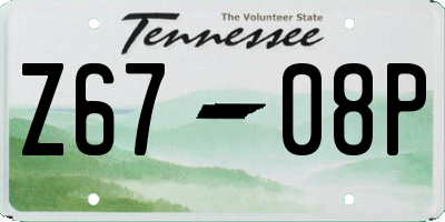 TN license plate Z6708P