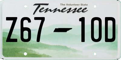 TN license plate Z6710D