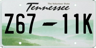 TN license plate Z6711K