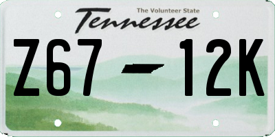 TN license plate Z6712K
