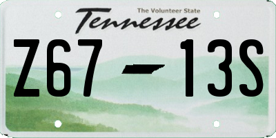 TN license plate Z6713S