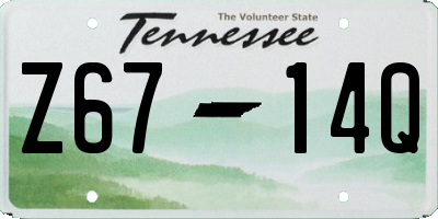 TN license plate Z6714Q