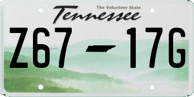 TN license plate Z6717G