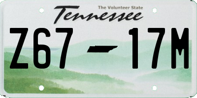 TN license plate Z6717M