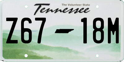 TN license plate Z6718M