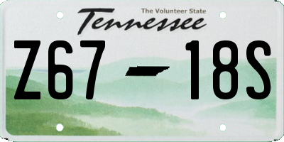 TN license plate Z6718S