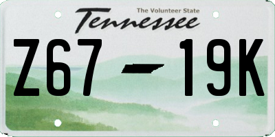TN license plate Z6719K