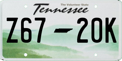 TN license plate Z6720K