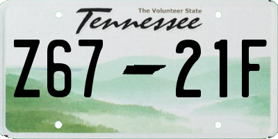 TN license plate Z6721F