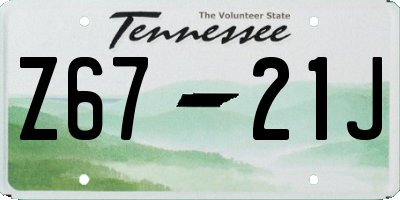 TN license plate Z6721J