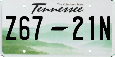 TN license plate Z6721N