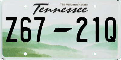 TN license plate Z6721Q