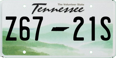 TN license plate Z6721S