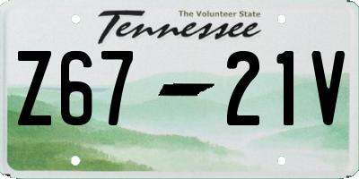 TN license plate Z6721V