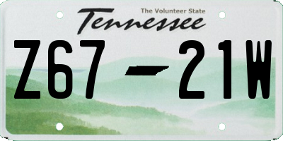 TN license plate Z6721W