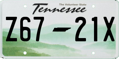 TN license plate Z6721X
