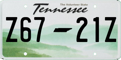 TN license plate Z6721Z