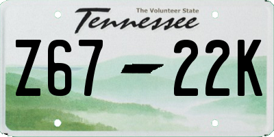 TN license plate Z6722K