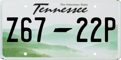 TN license plate Z6722P