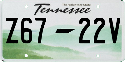 TN license plate Z6722V