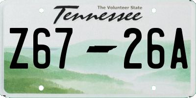TN license plate Z6726A