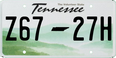 TN license plate Z6727H