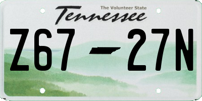 TN license plate Z6727N