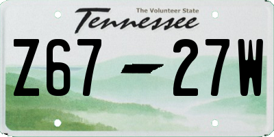 TN license plate Z6727W