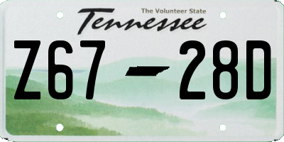 TN license plate Z6728D
