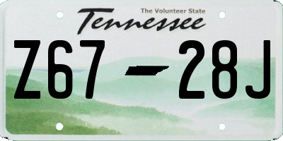 TN license plate Z6728J