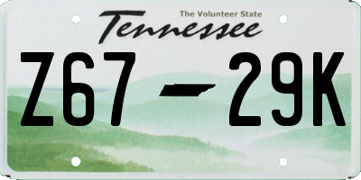 TN license plate Z6729K
