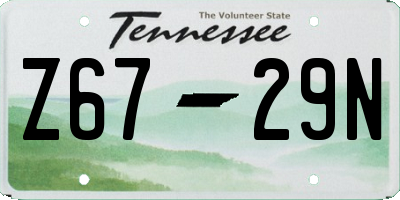 TN license plate Z6729N
