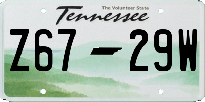 TN license plate Z6729W