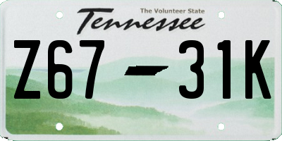TN license plate Z6731K