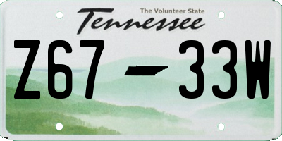 TN license plate Z6733W