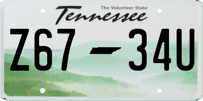 TN license plate Z6734U