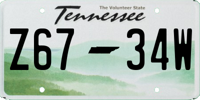 TN license plate Z6734W
