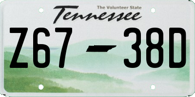 TN license plate Z6738D