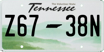 TN license plate Z6738N