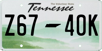 TN license plate Z6740K