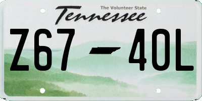 TN license plate Z6740L
