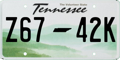 TN license plate Z6742K