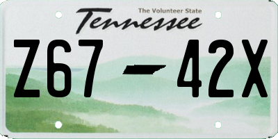 TN license plate Z6742X