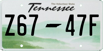 TN license plate Z6747F
