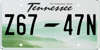 TN license plate Z6747N