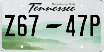 TN license plate Z6747P