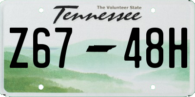 TN license plate Z6748H